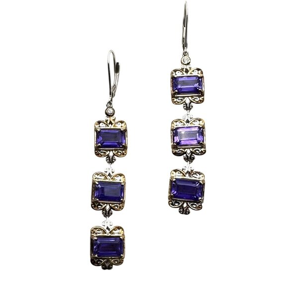 Michael Valitutti Iolite Sterling Silver Chandelier Earring Pierced 2 Inch - Picture 1 of 2